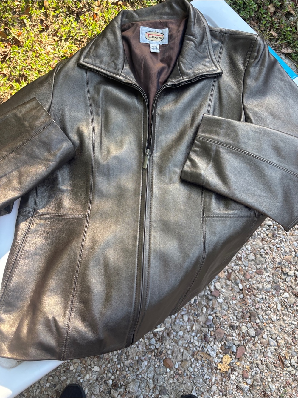 Women’s Talbots Brown Leather Zip-Front Jacket